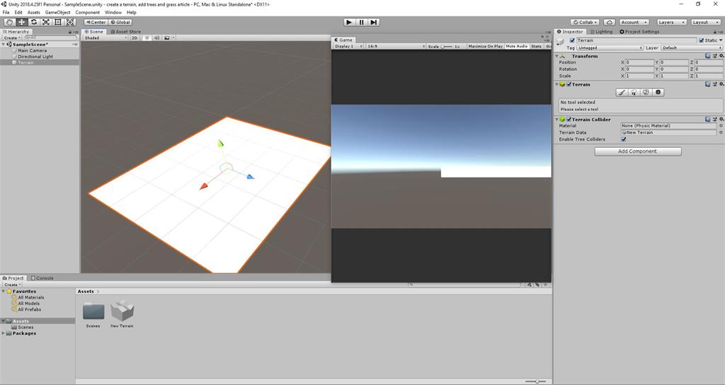Create A Terrain, Add Trees And Grass In Unity